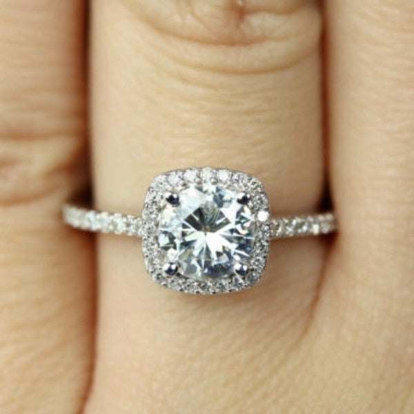 Crystal Engagement White Zircon Cubic Rings