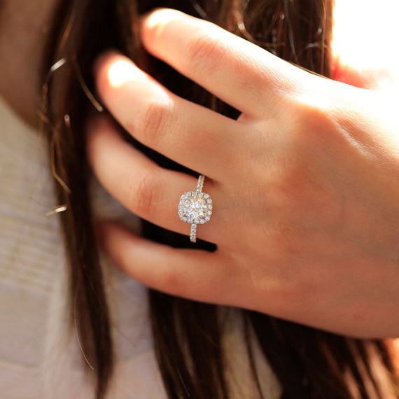 Crystal Engagement White Zircon Cubic Rings